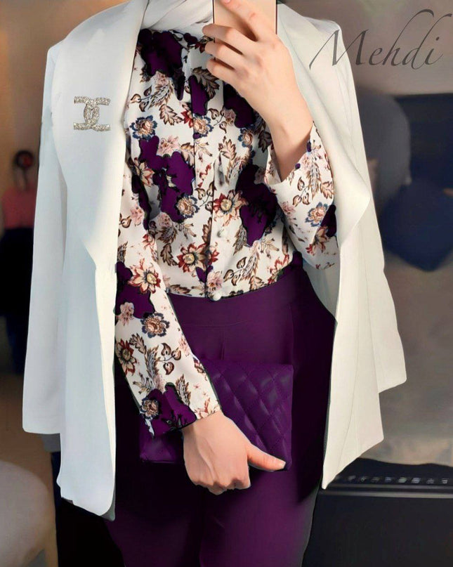 Umafre Formal suit 3pcs Jacket + pant and & blouse material Double fabric