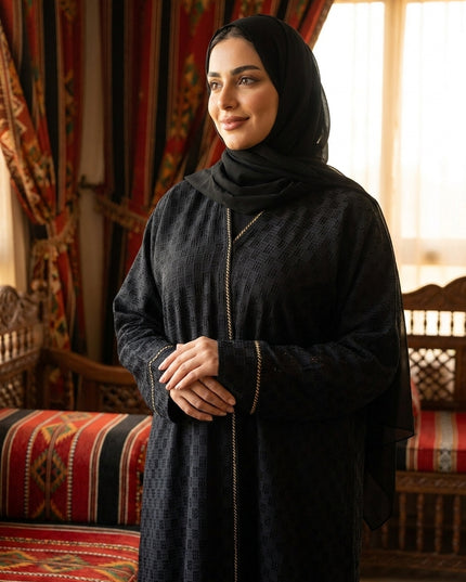 Black Double Danteail Abaya