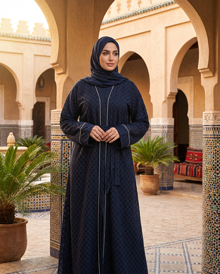 Black Double Danteail Abaya