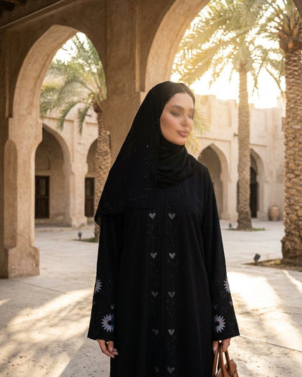 Heart design Abaya Silk