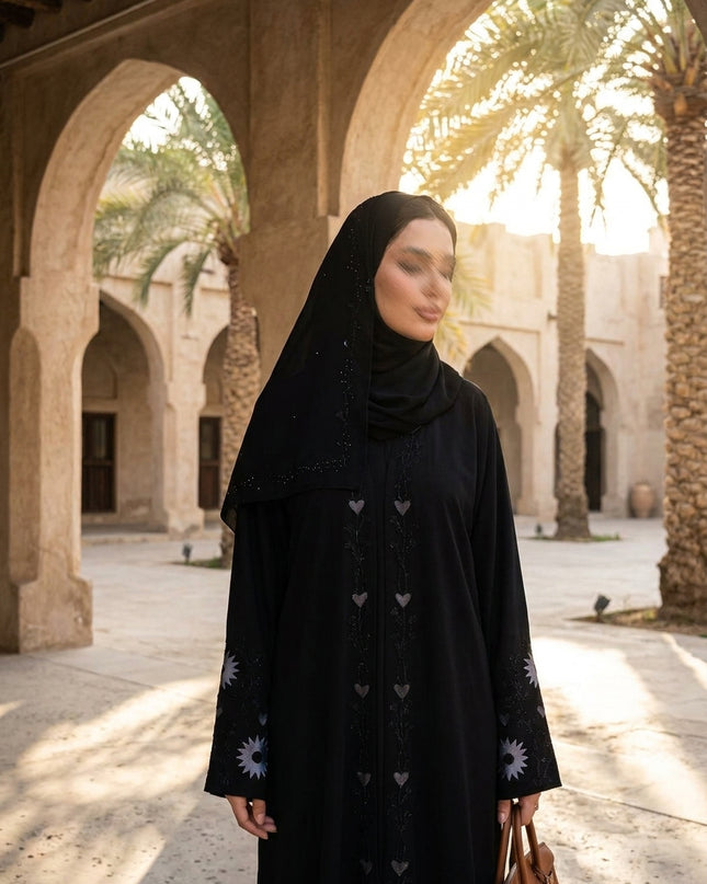 Heart design Abaya Silk