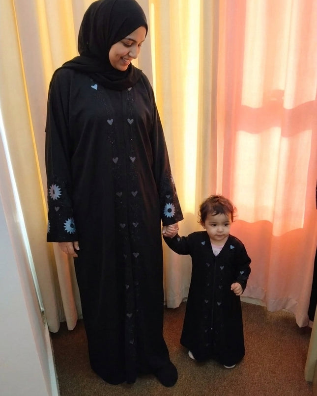 Heart design Abaya Silk