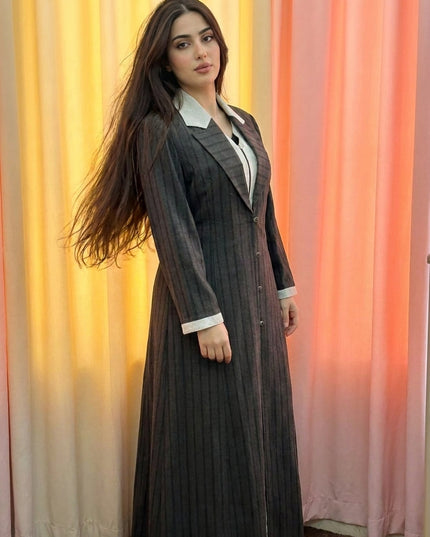 Elegant Double Layer Blazer-Style Abaya