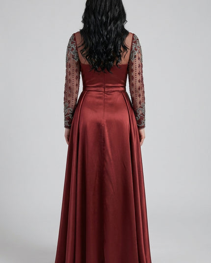 Dr.Uma  Hand beaded evening dress  Beaded Tulle & Satin [Fabric Available upon request
