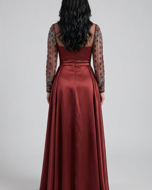Dr.Uma  Hand beaded evening dress  Beaded Tulle & Satin [Fabric Available upon request