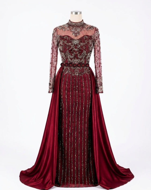 Dr.Uma  Hand beaded evening dress  Beaded Tulle & Satin [Fabric Available upon request