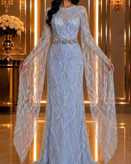 Occasional  gown jersey fabric with Lulu lace / Crystal
