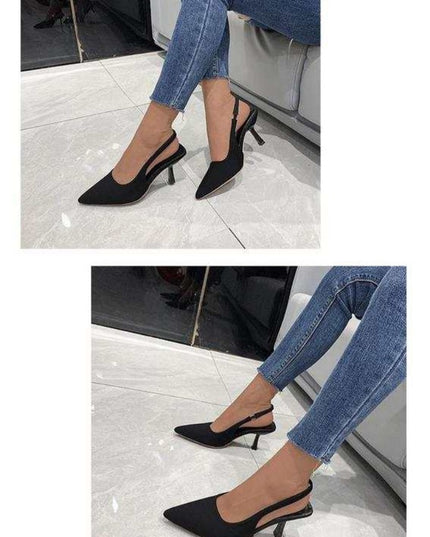 Umafre pu point toe sling back high heeled courts