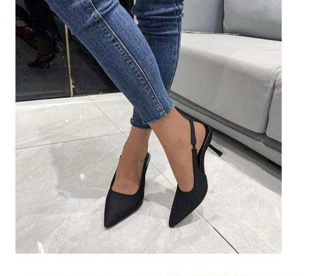 Umafre pu point toe sling back high heeled courts