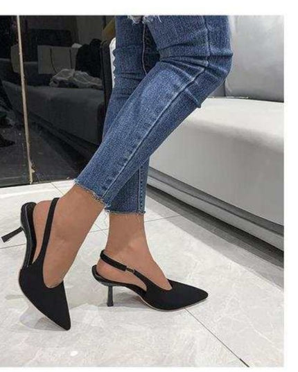 Umafre pu point toe sling back high heeled courts