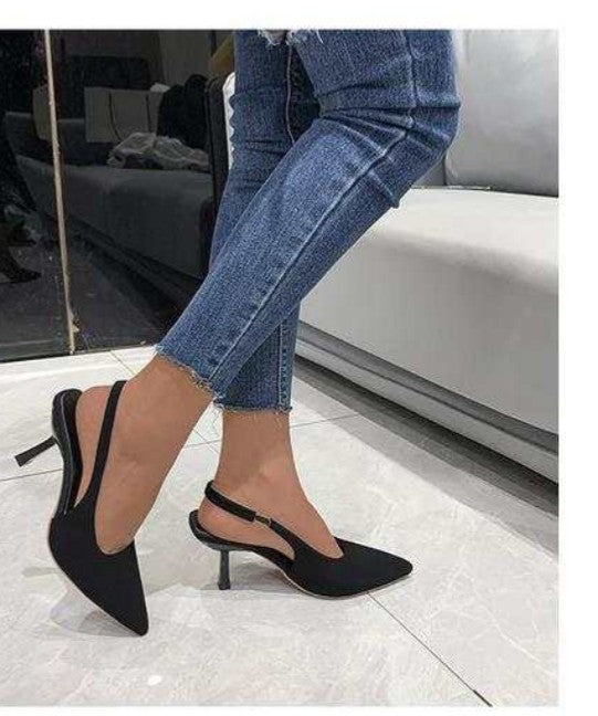 Umafre pu point toe sling back high heeled courts