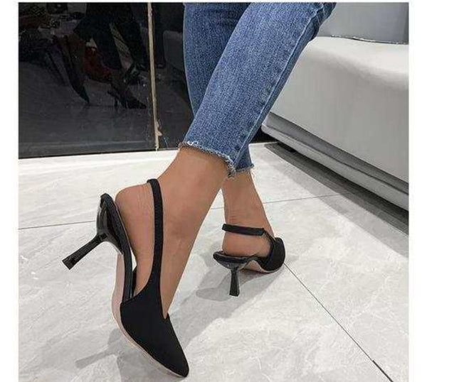 Umafre pu point toe sling back high heeled courts