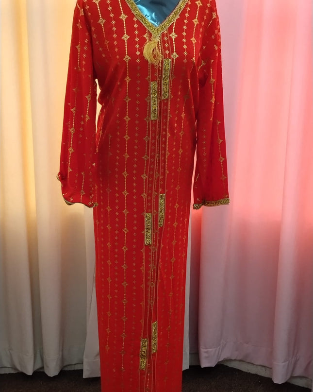 Uma Lurex Stripe Crinkle Fabric Jalabiya
