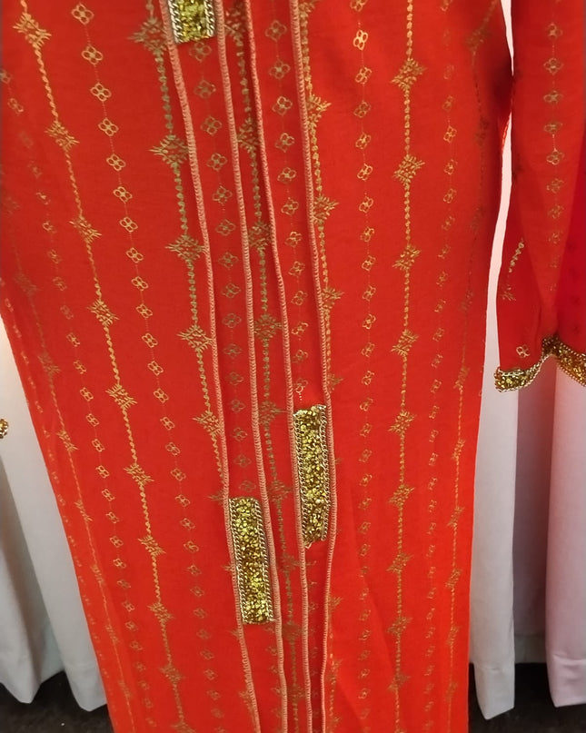 Uma Lurex Stripe Crinkle Fabric Jalabiya