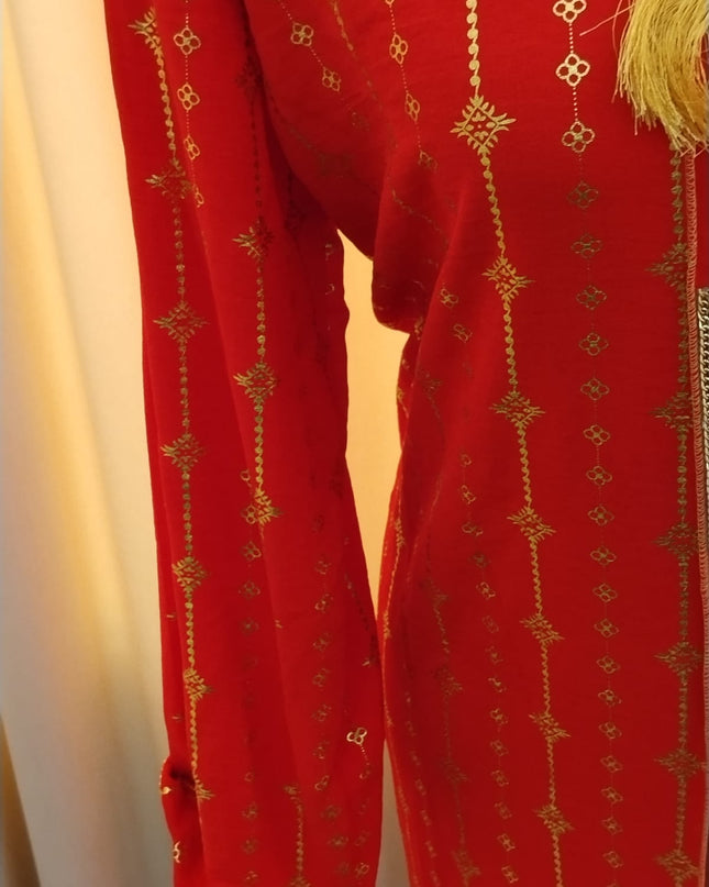 Uma Lurex Stripe Crinkle Fabric Jalabiya
