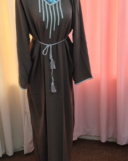 Uma Lurex Stripe Crinkle Fabric Jalabiya