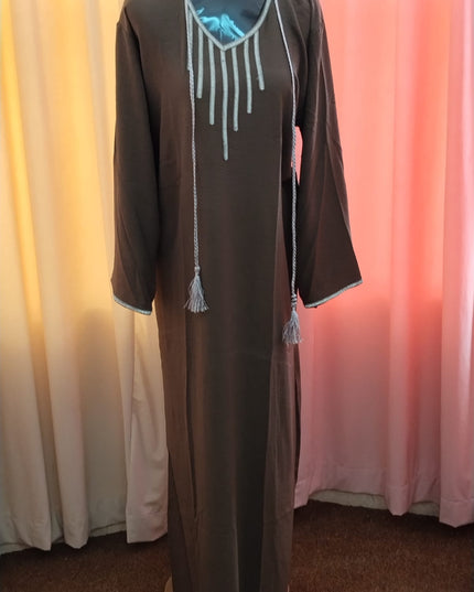 Uma Lurex Stripe Crinkle Fabric Jalabiya