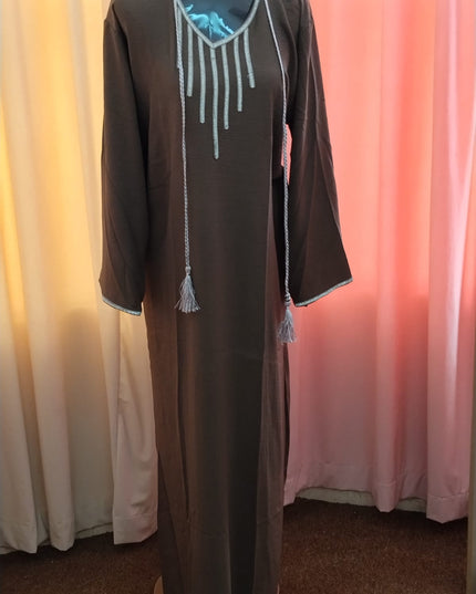 Uma Lurex Stripe Crinkle Fabric Jalabiya