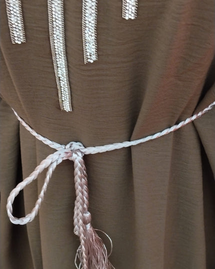 Uma Lurex Stripe Crinkle Fabric Jalabiya