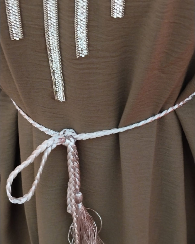 Uma Lurex Stripe Crinkle Fabric Jalabiya