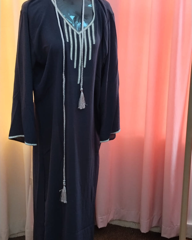 Uma Lurex Stripe Crinkle Fabric Jalabiya