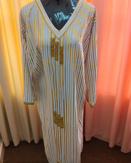 Uma Lurex Stripe Crinkle Fabric Jalabiya