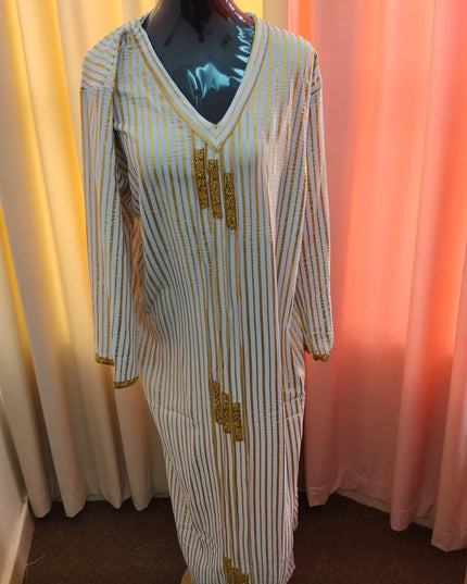 Uma Lurex Stripe Crinkle Fabric Jalabiya