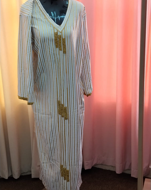 Uma Lurex Stripe Crinkle Fabric Jalabiya