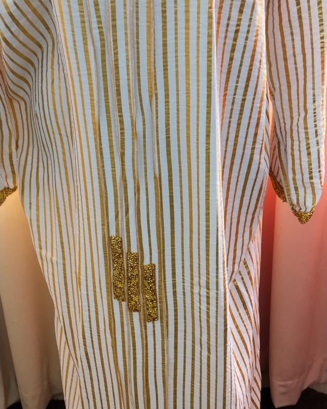 Uma Lurex Stripe Crinkle Fabric Jalabiya