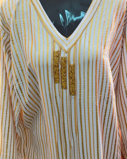 Uma Lurex Stripe Crinkle Fabric Jalabiya