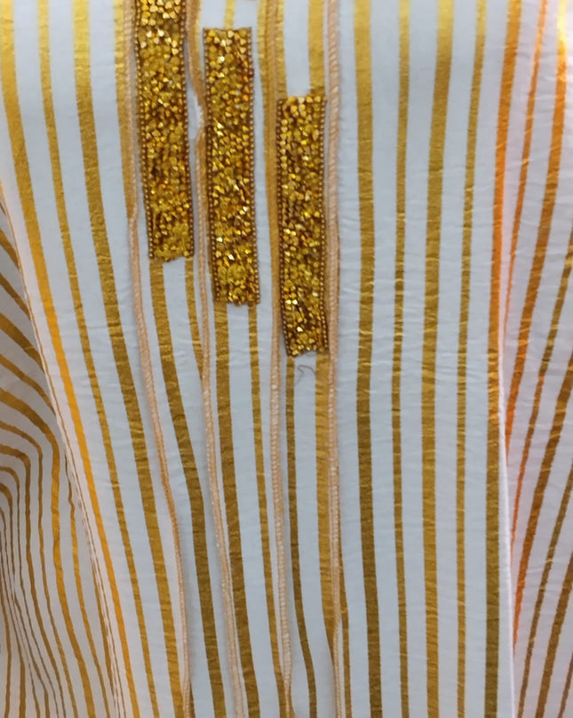 Uma Lurex Stripe Crinkle Fabric Jalabiya