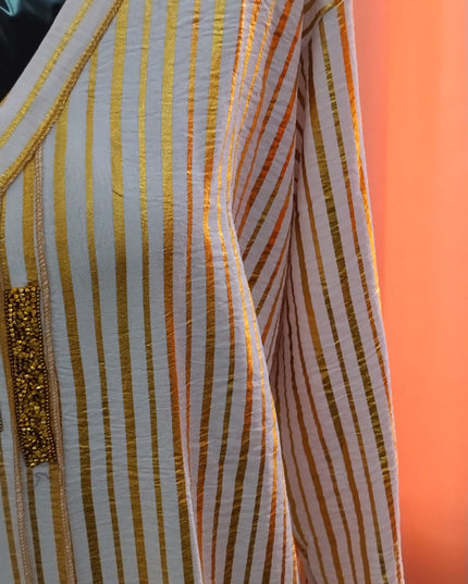 Uma Lurex Stripe Crinkle Fabric Jalabiya