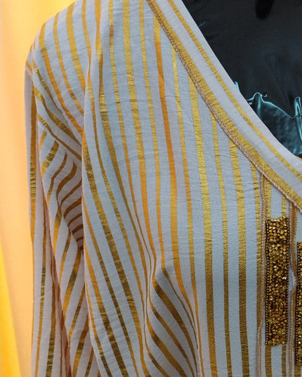Uma Lurex Stripe Crinkle Fabric Jalabiya