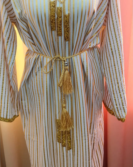 Uma Lurex Stripe Crinkle Fabric Jalabiya