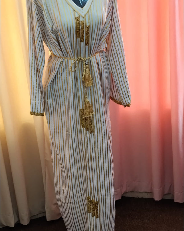 Uma Lurex Stripe Crinkle Fabric Jalabiya