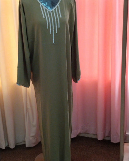 Uma Lurex Stripe Crinkle Fabric Jalabiya