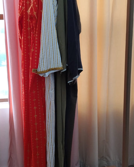 Uma Lurex Stripe Crinkle Fabric Jalabiya