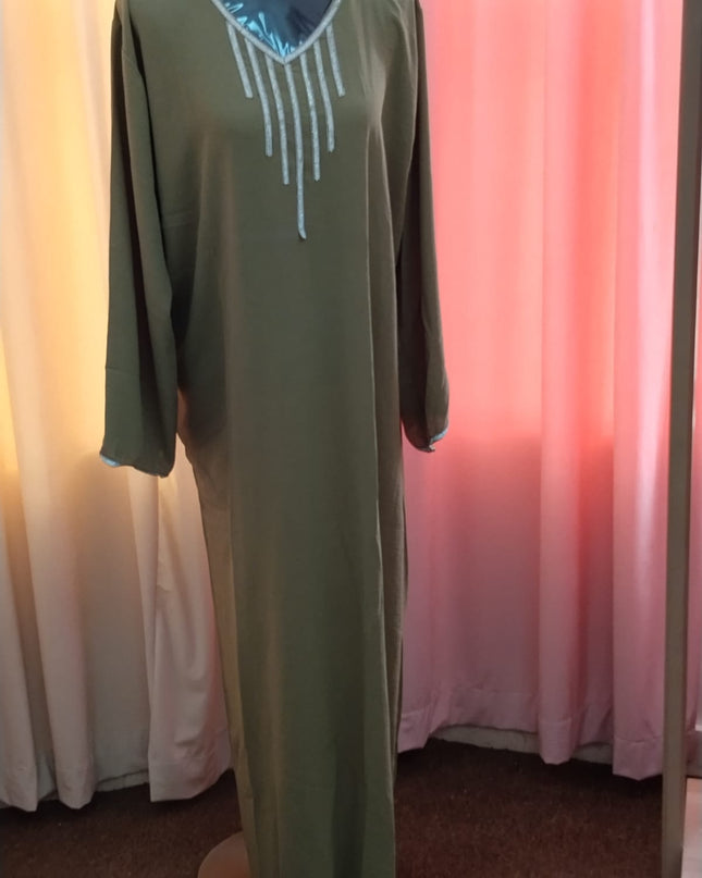 Uma Lurex Stripe Crinkle Fabric Jalabiya